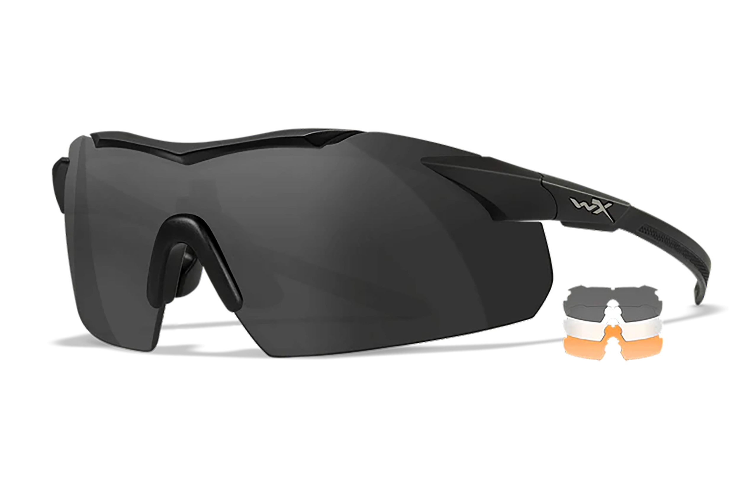 Wiley X 3552 Vapor  Comm Temples Smoke Gray/Clear/Light Rust Lens Polycarbonate Matte Black Frame