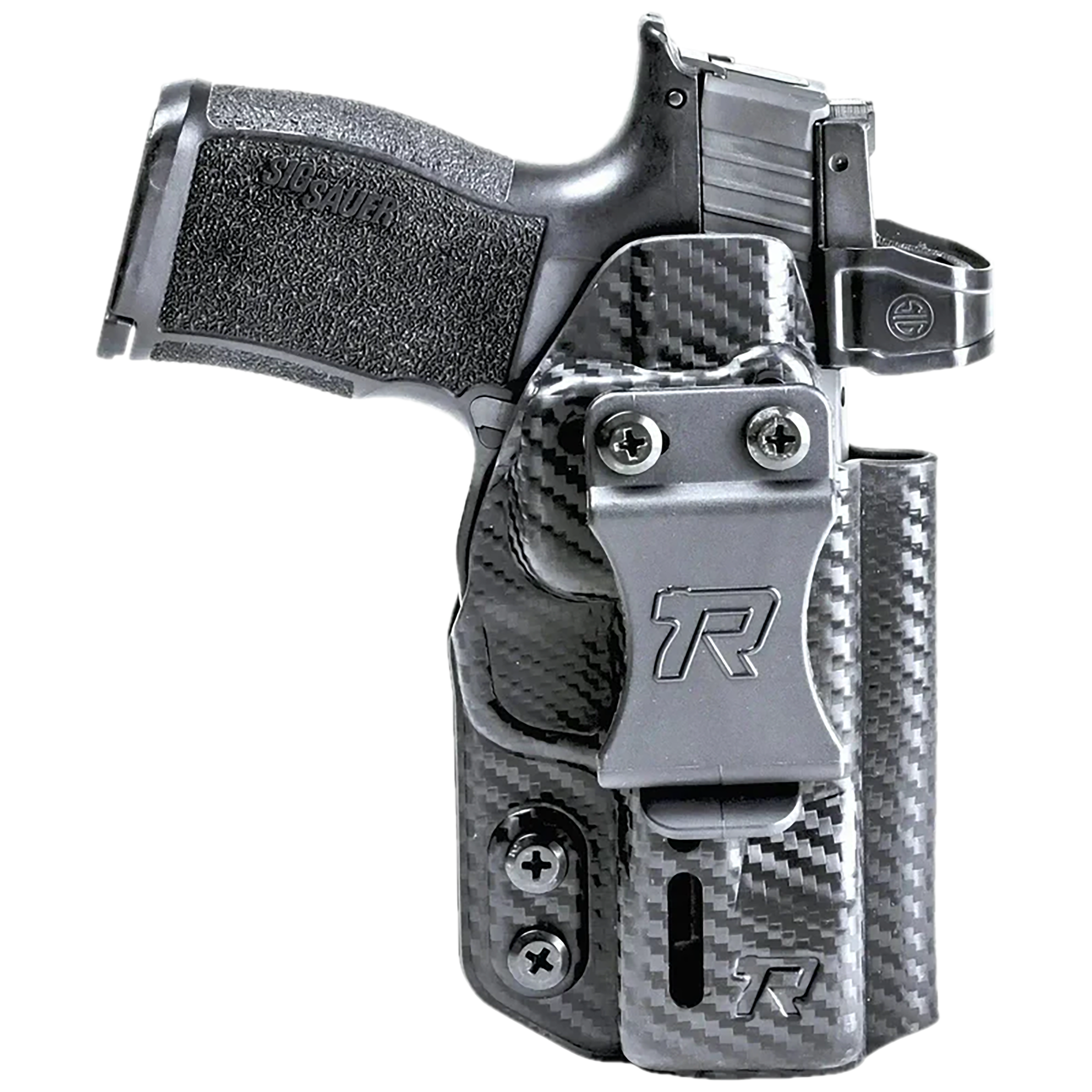 Rounded Gear RGDRUIDSIGP320CFAMBI Druid  IWB/OWB Black Carbon Fiber Kydex Fits Sig P320 Ambidextrous