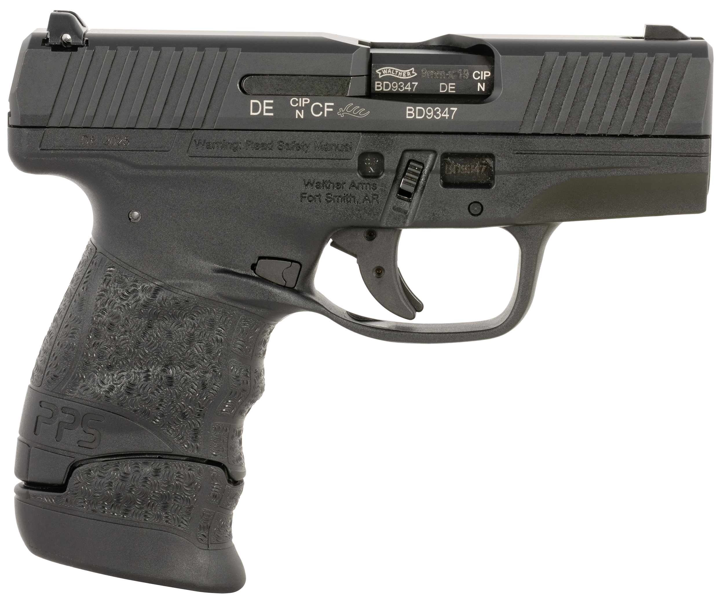 Walther Arms 28902532 PPS M2 Carry Frame 9mm Luger 8+1 3.20" Steel Barrel, Black Polymer Frame