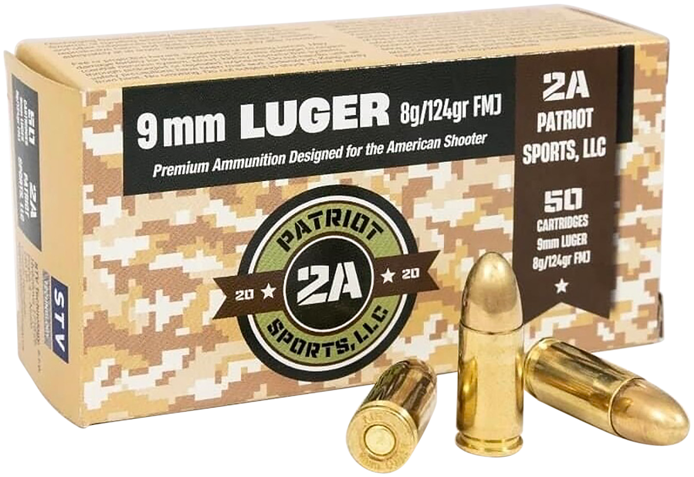 PATRIOT SPORTS LLC P9MM124F   9mmLuger 124gr Full Metal Jacket 50 Rounds