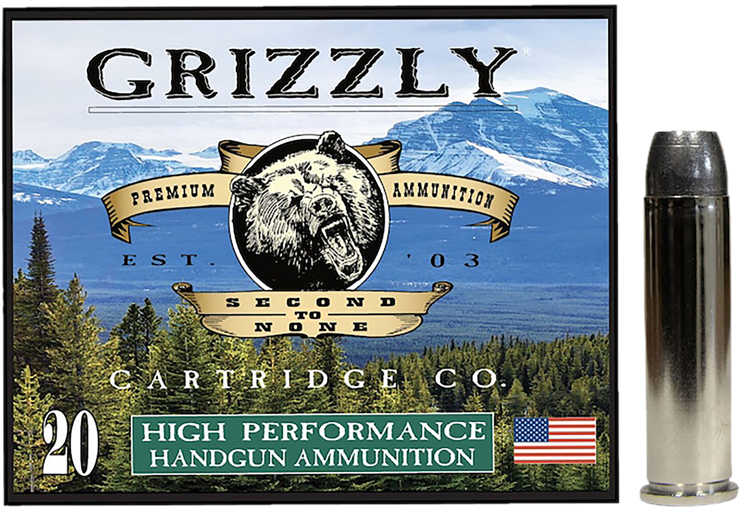 Grizzly Ammo GC357M12   357Mag 180gr Wide Flat Nose Gas Check 20 Per Box/10 Case