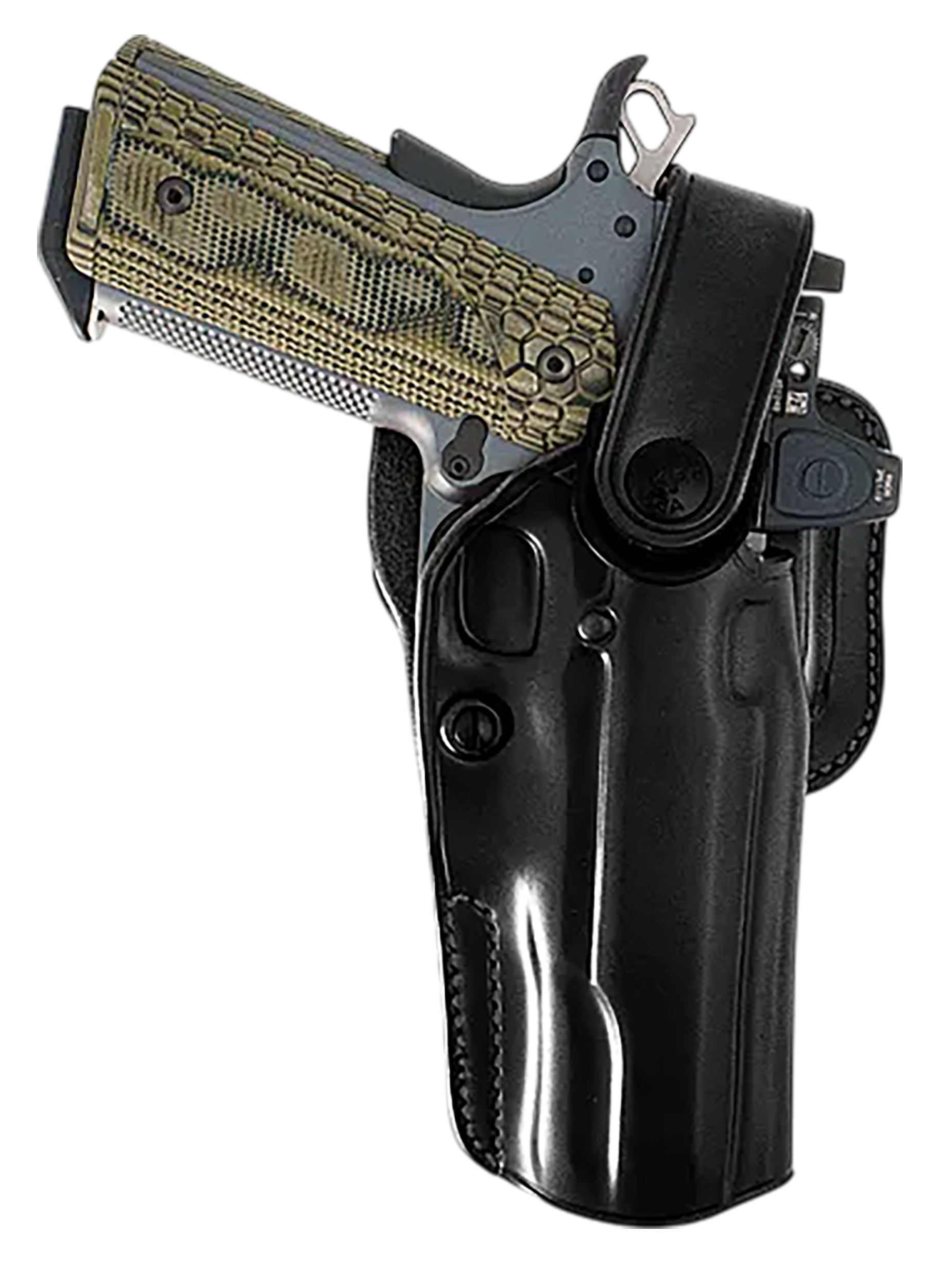 Galco APO224RB APO Strongside/Crossdraw OWB Black Steerhide Fits Glock 17 Gen1-5 Belt Holster Right Hand - APO224RB - 601299033955