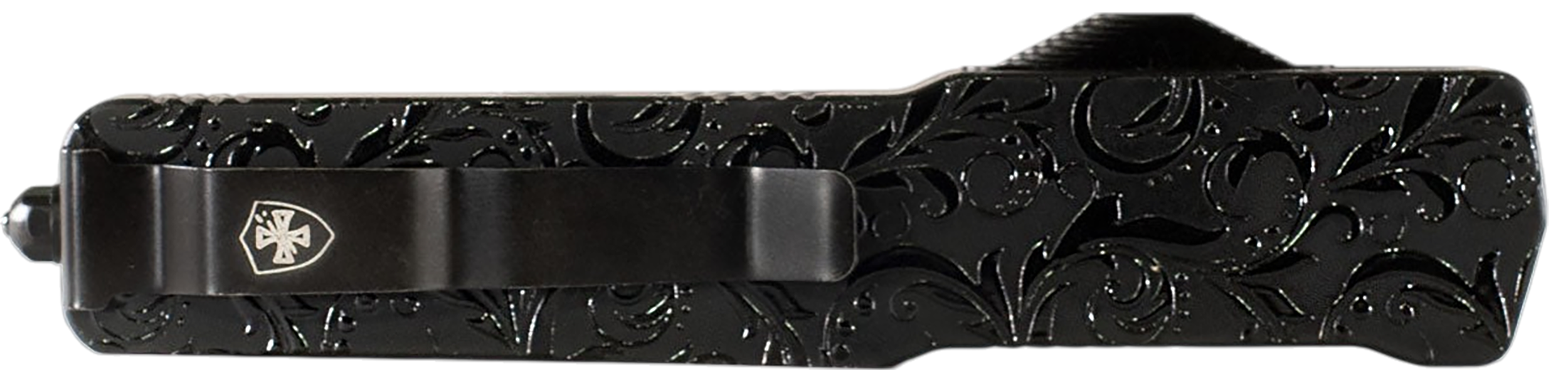 Templar Knife  Premium LW Maiden Gloss Slim OTF Dagger Part Serrated Black Oxide Stonewashed Powder Coated D2 Steel Blade, 5" Black Gloss Aluminum Handle