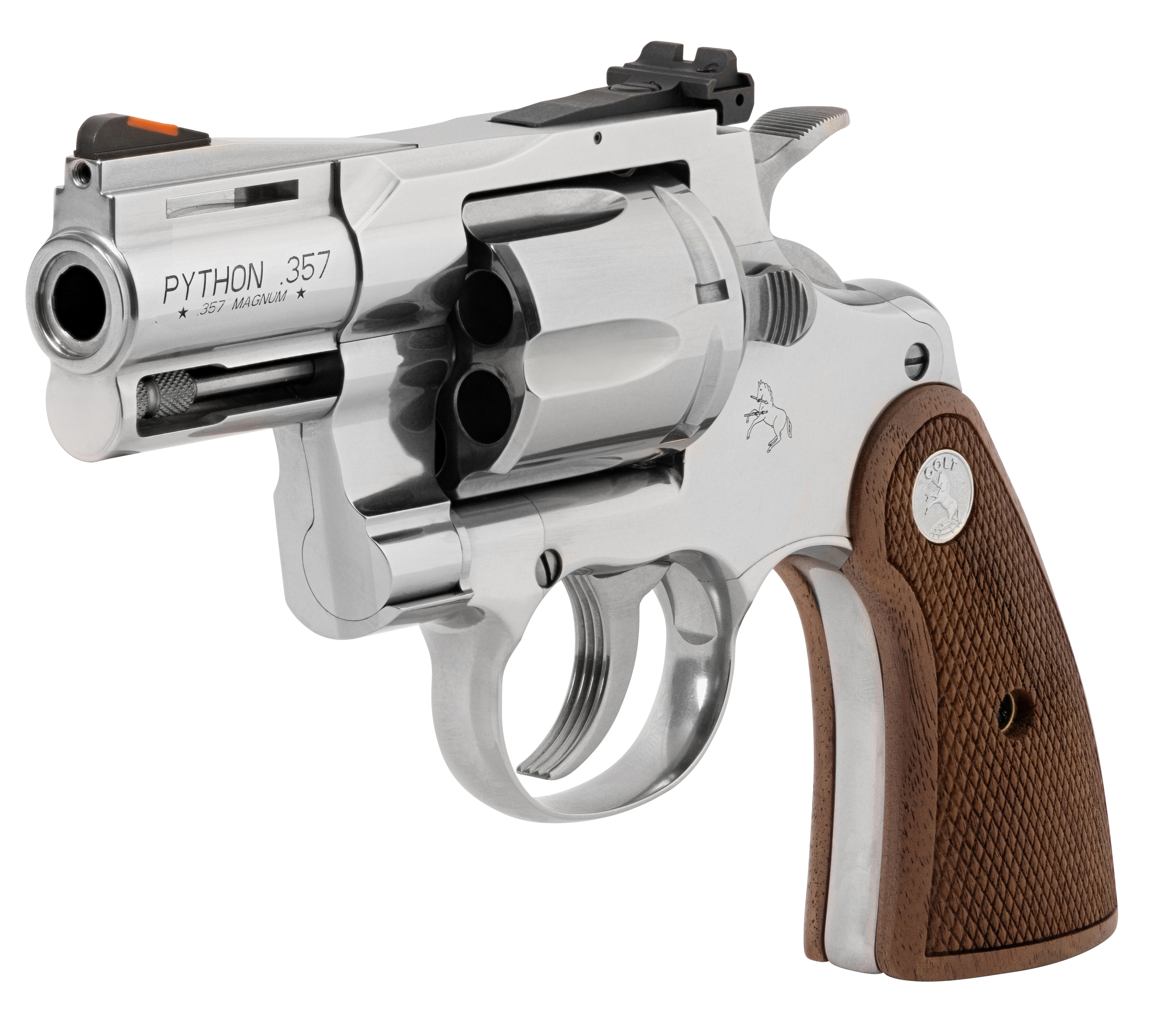 Colt Python 357 Magnum 2.5in Barrel 6-Round Stainless Semi-Bright Walnut Grips