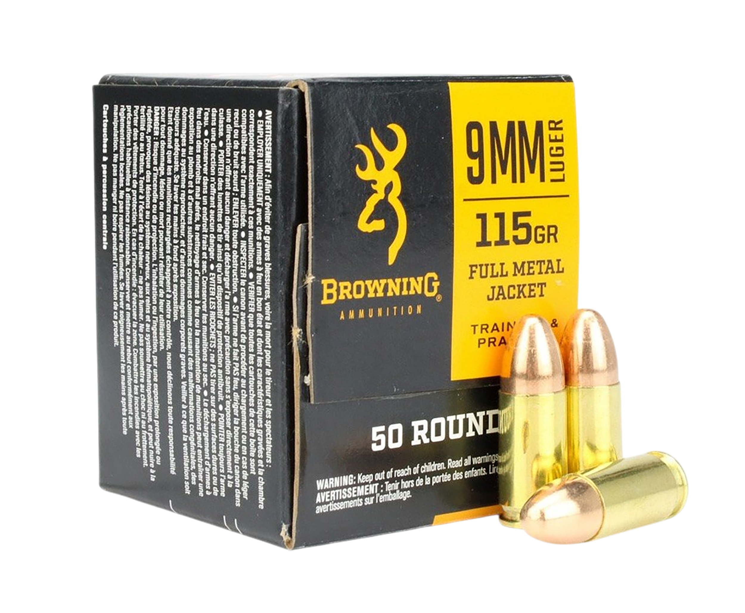 Browning Ammo B191800093   9mm 115gr Full Metal Jacket 50 Per Box/20 Case