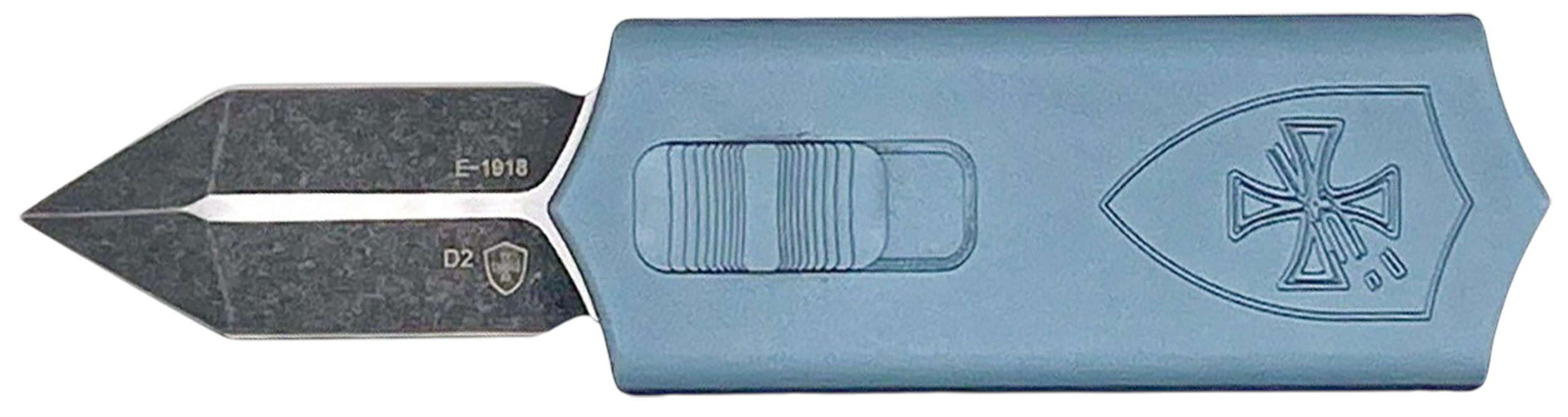 Templar Knife SMCAGB121 Sentinel Money Clip 1.88" OTF Dagger Plain Black Oxide Stonewashed Powder Coated D2 Steel Blade, 3.41" Blue Anodized Aluminum Handle