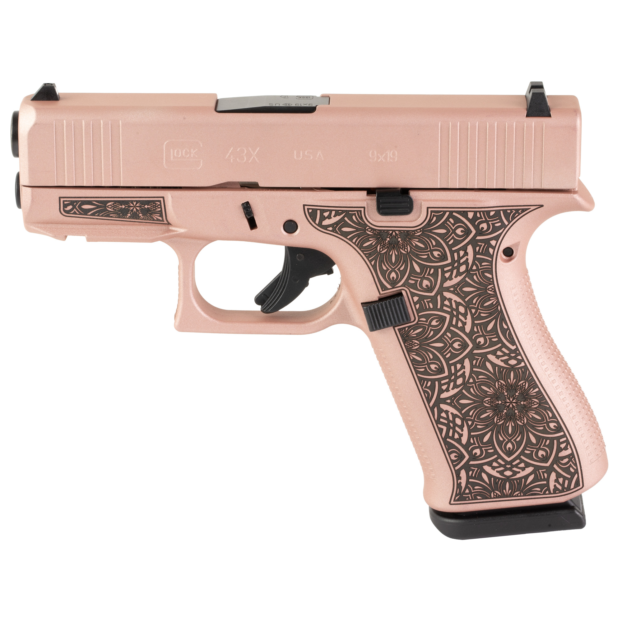Glock G43X 9mm Luger 3.41 Barrel 10 Round Rose Gold Paisley Finish