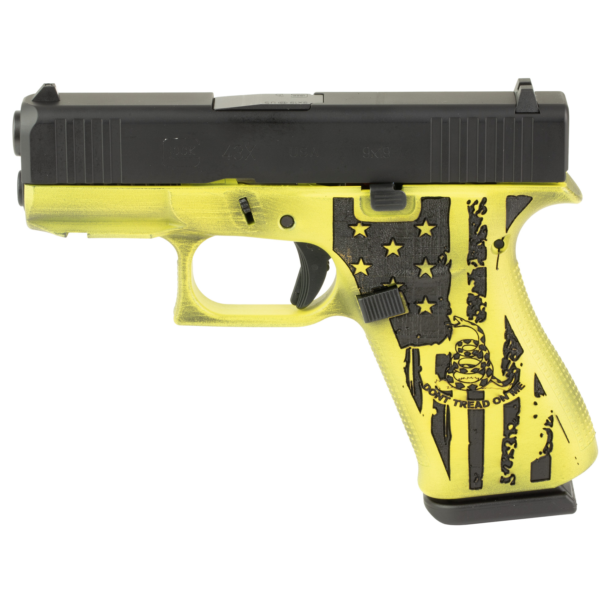 Glock G43X Gen 5 9mm Luger 3.41 Barrel 10 Rounds Gadsden Flag Cerakote