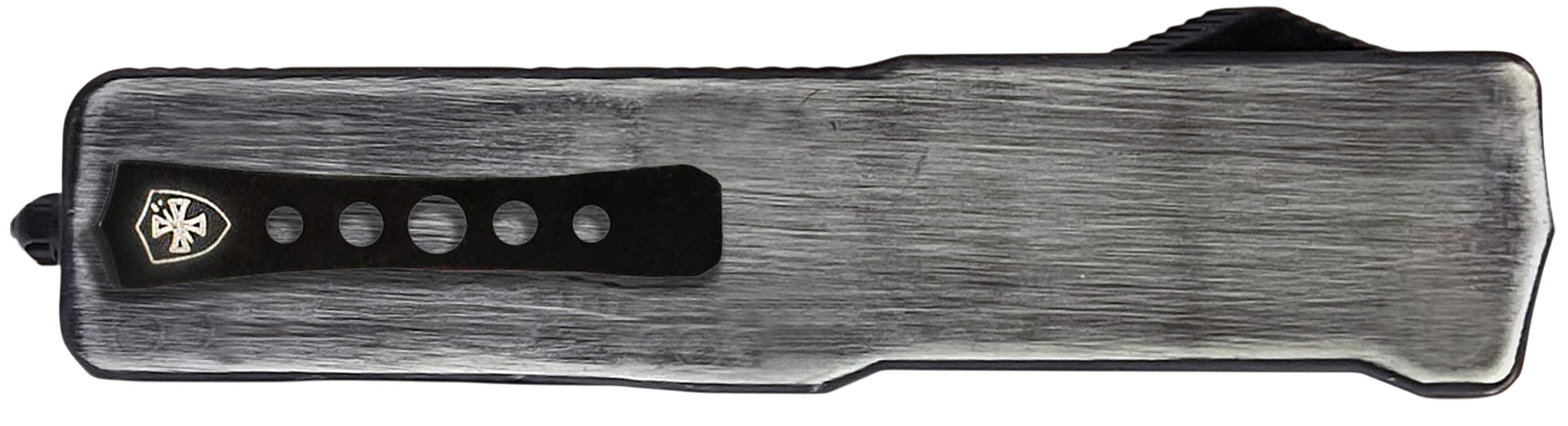 Templar Knife  Premium Weighted Knight Slim 3.16" OTF Drop Point Plain Black Oxide Stonewashed Powder Coated D2 Steel Blade, 4.93" Gunmetal Anodized Aluminum Zinc Alloy Handle