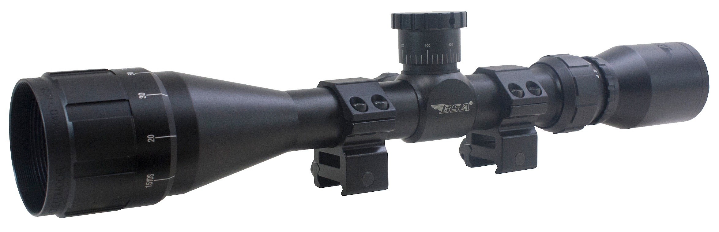 BSA Optics Sweet 17 AO Rifle Scope 3-9x40mm for 17 HMR with Dovetail Rings