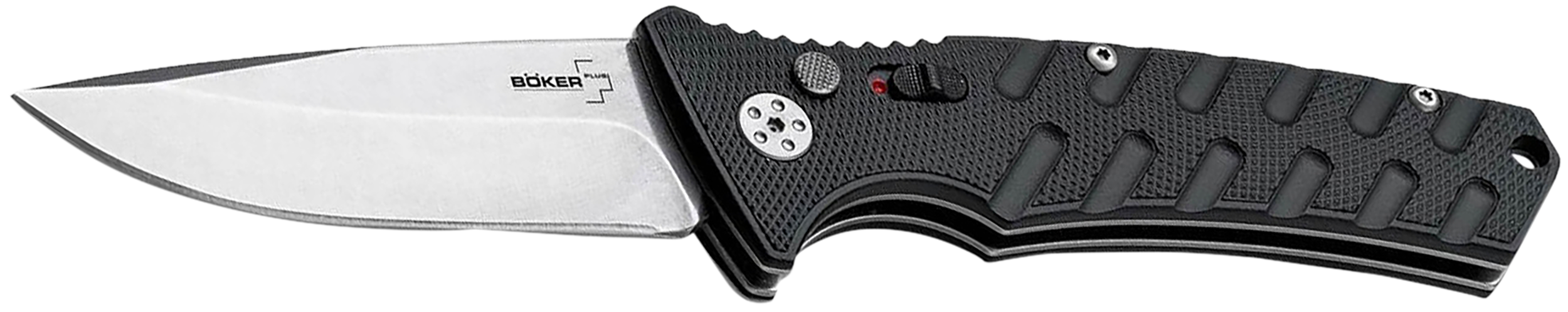 Boker 01BO457 Plus Strike Auto Pocket 3.35" Drop Point Plain Black D2 Steel Blade Aluminum Handle