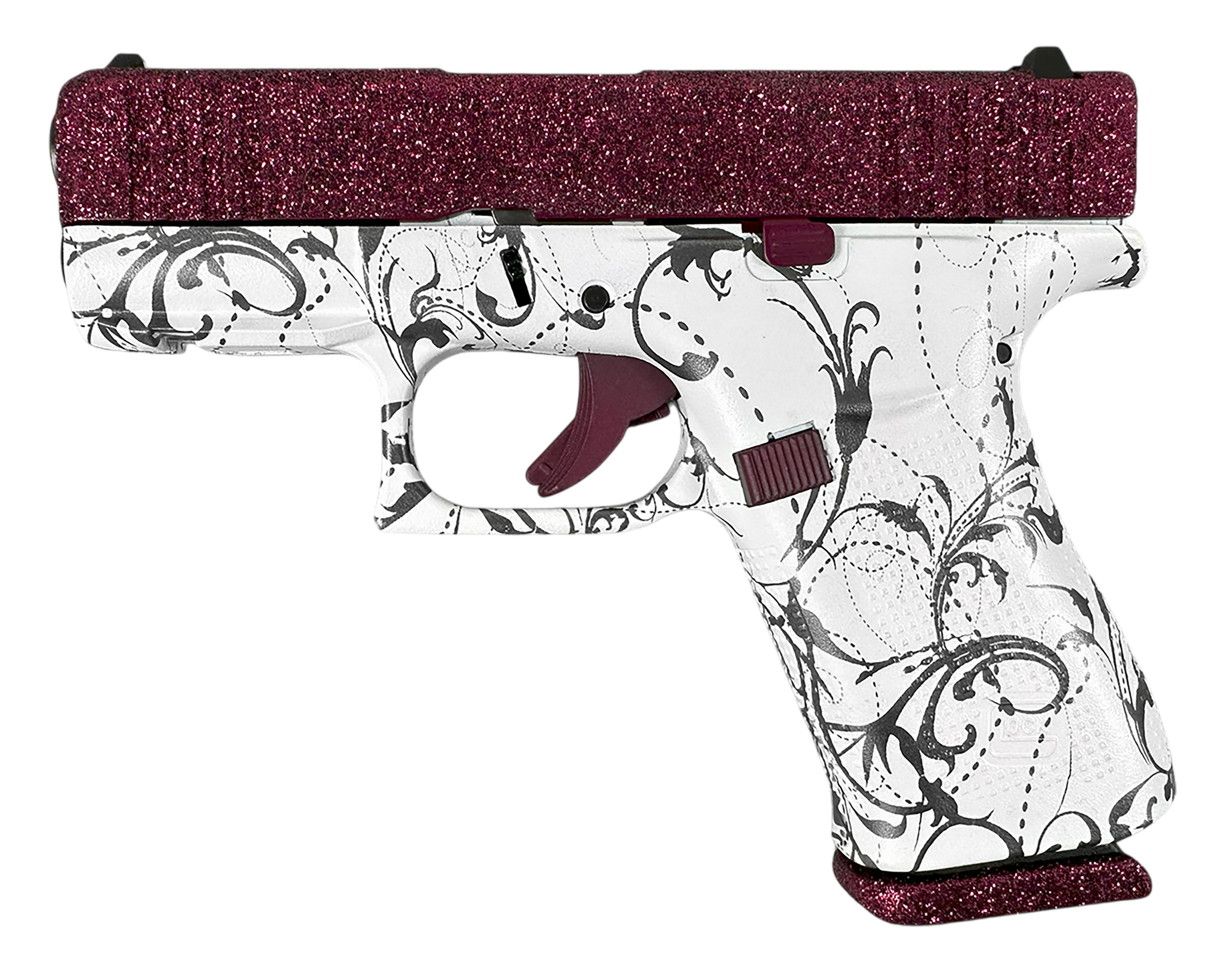 Glock G43X 9mm Luger 3.41in 10+1 Gray White Paisley Cerakote MOS