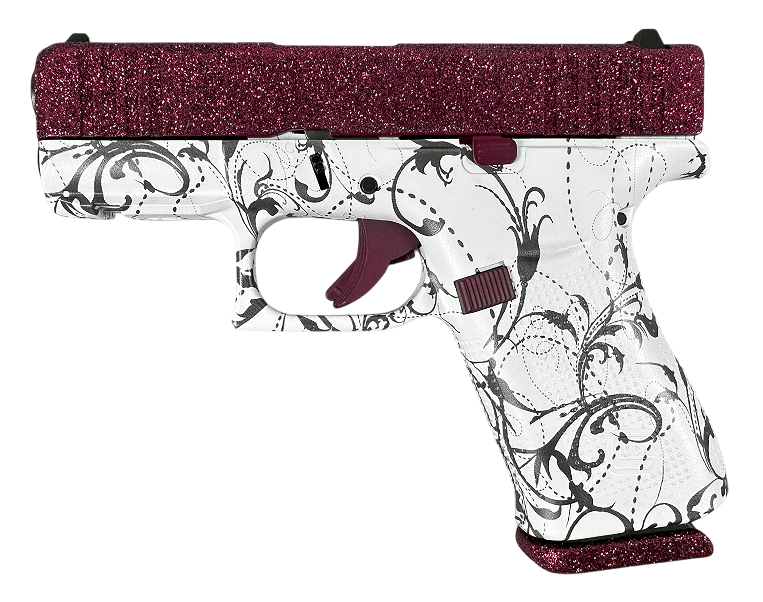 Glock G43X 9mm Luger 3.41in 10+1 Gray White Paisley Cerakote MOS
