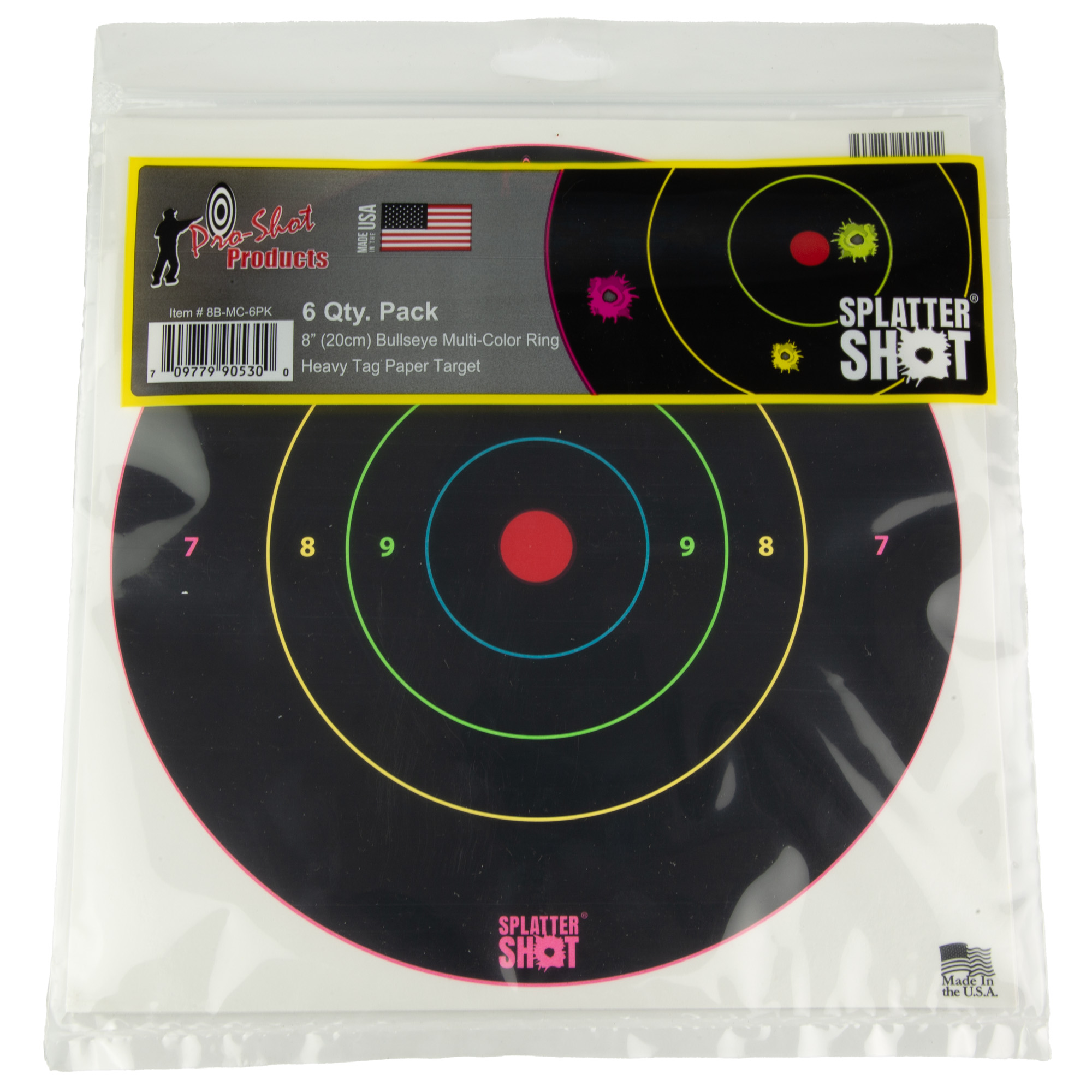 Pro-Shot 8" Bullseye Multi-Color Rings on Heavy Tag Paper 6/ct - 8B-MC-6PK - 709779905300