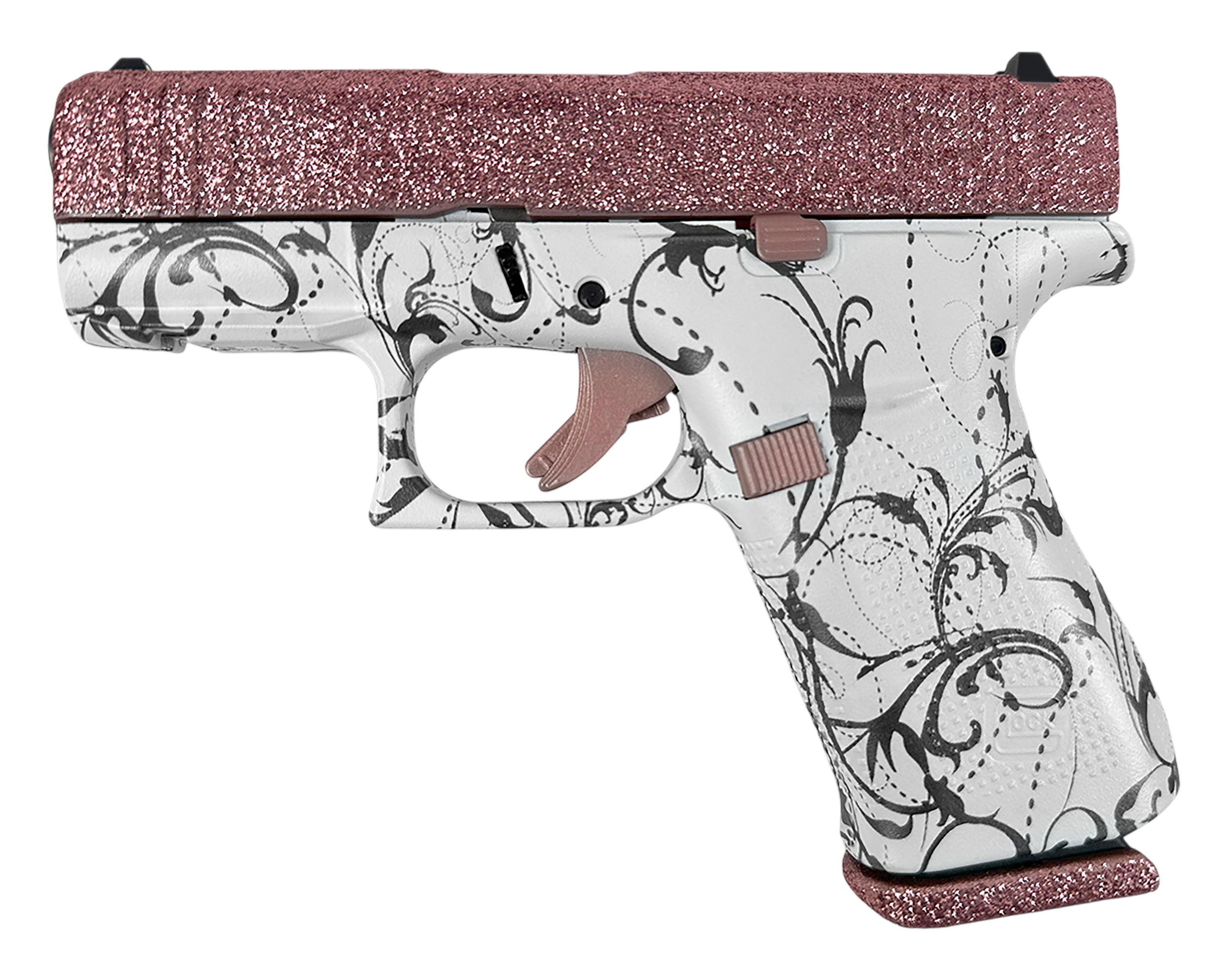 Glock G43X MOS 9mm Luger 3.41in 10+1 Black White Paisley Finish