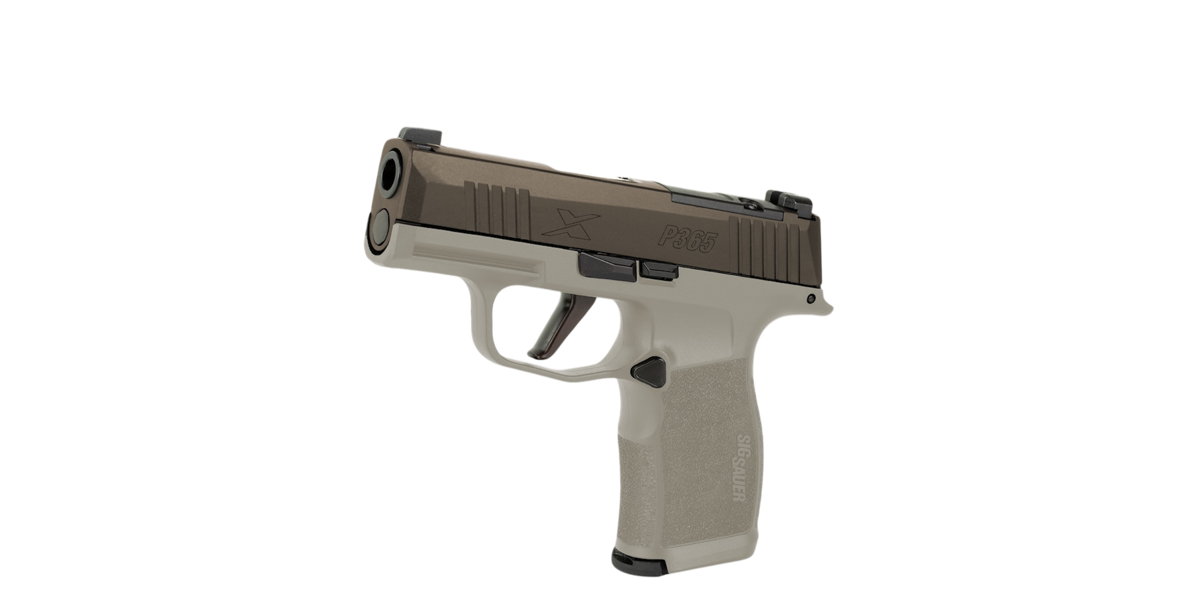 SIG SAUER P365X TWO TONE TAN 9MM PSTL 3.1" BBL 2-12RD MAGS, OPTC PLTE COVER