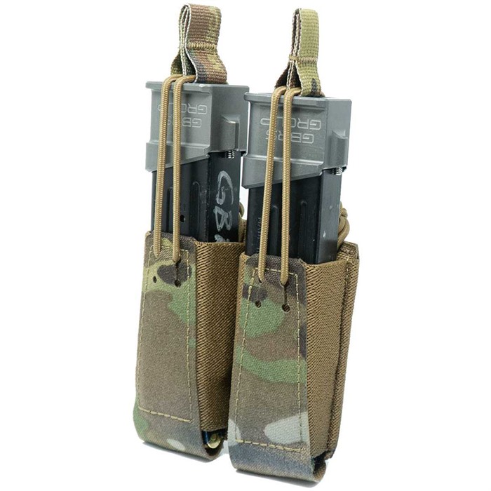 DOUBLE PISTOL MAGAZINE POUCH W/BUNGEE RETENTION MULTICAM
