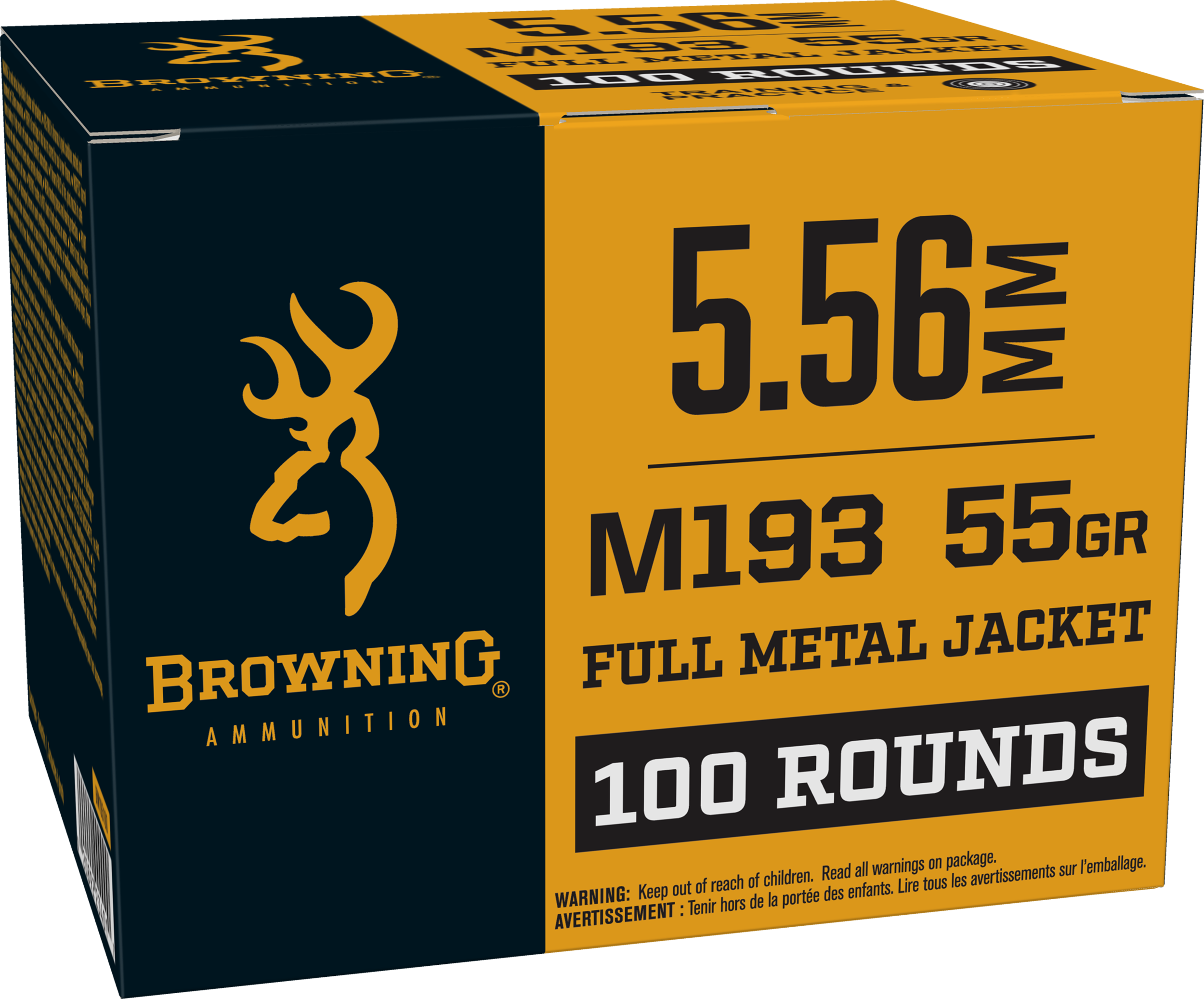 Browning Ammo BM193100 M193  5.56mm 55gr Full Metal Jacket 100 Per Box/10 Case