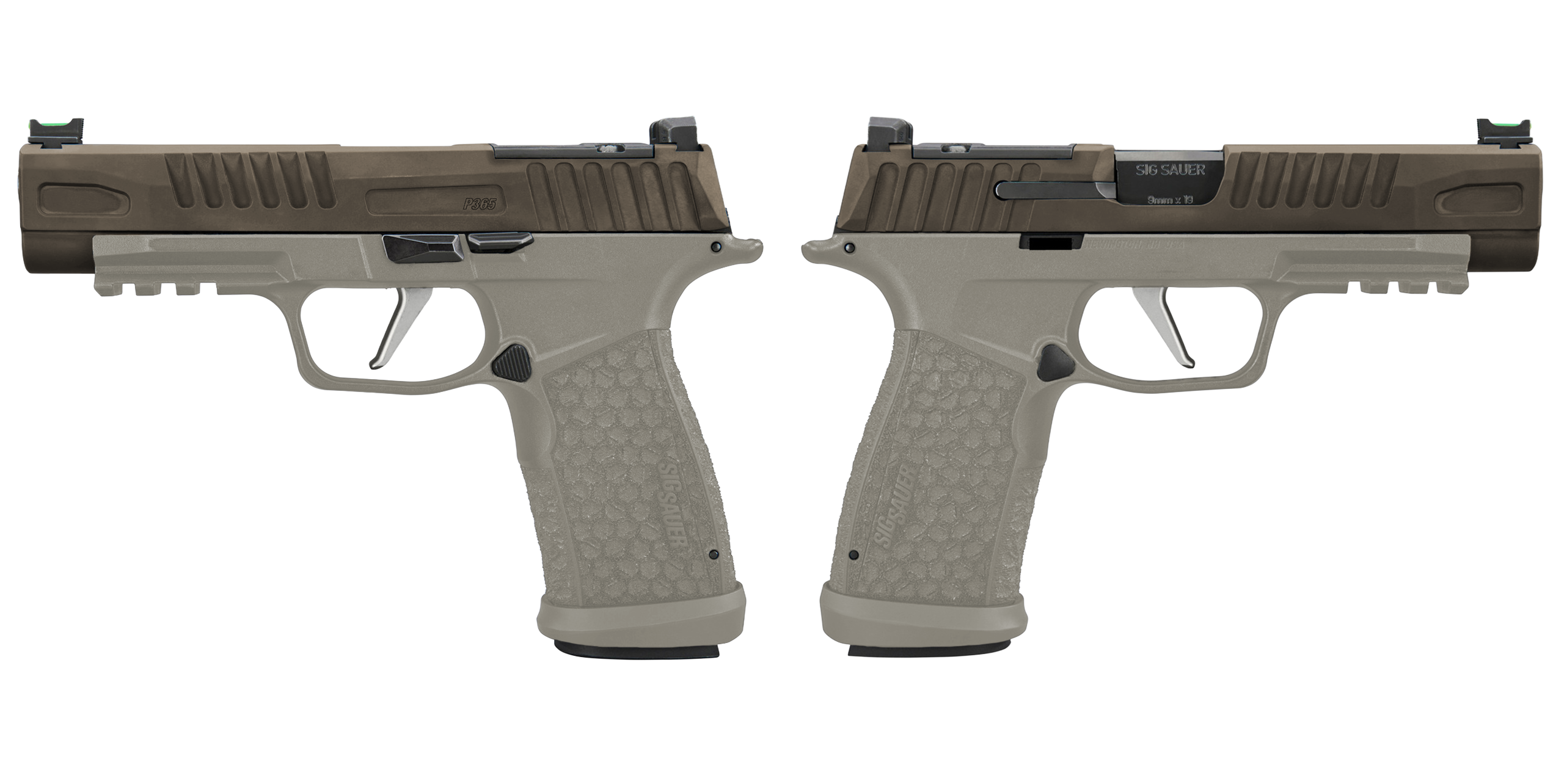 SIG SAUER P365 FUSE 9MM 4.3" 2 TONE BRONZE/TAN O.R. 1-17RD, 2-21RD