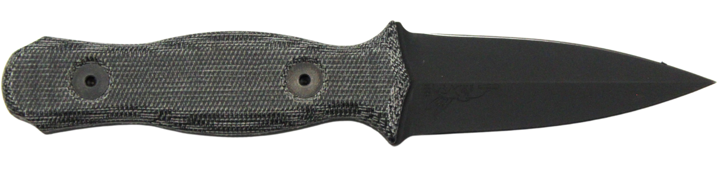 HALF FACE BLADES TRIDENT DAGGER 3" BLADE, 6.75" OA, S45VN STEEL, HRC60, ARMOR BLK, GRY MICARTA GRIP