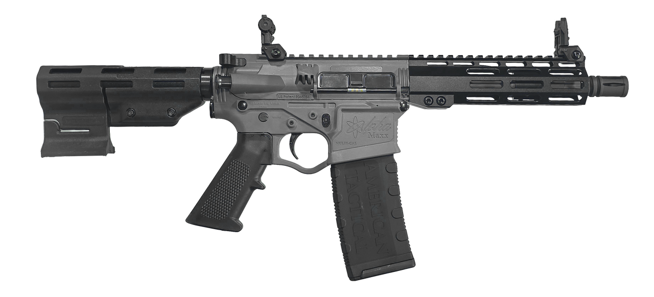 ATI ALPHA MAXX 5.56 PISTOL 7.5" BBL 7" HG, SNIPER GREY, PARBRACE, FLIP UPS, 1-30RD
