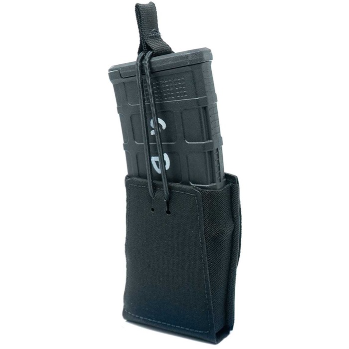 SINGLE RIFLE 7.62MM MAG POUCH W/BUNGEE RETENTION BLACK