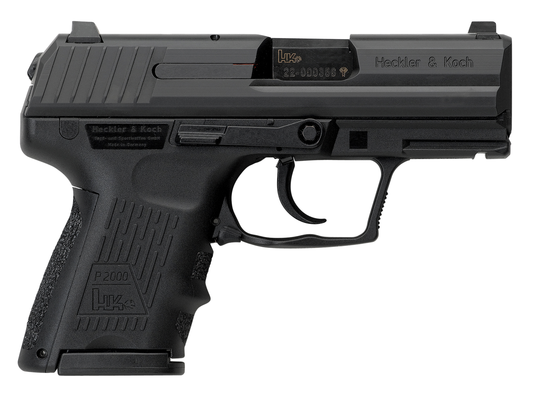 HK 81000057 P2000 V2 LEM Sub-Compact Frame 40 S&W 9+1, 3.26" Black Steel Barrel, Serrated Steel Slide, Polymer Frame w/Picatinny Rail, Black Finger Groove Grip, Ambidextrous