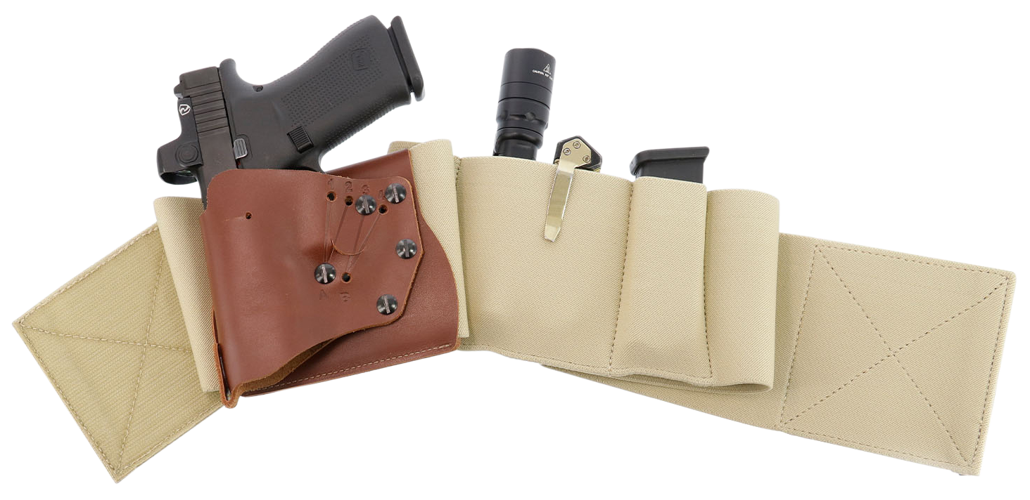 Galco UWERBKHXL UnderWraps Elite Khaki XL Leather/Nylon Handgun