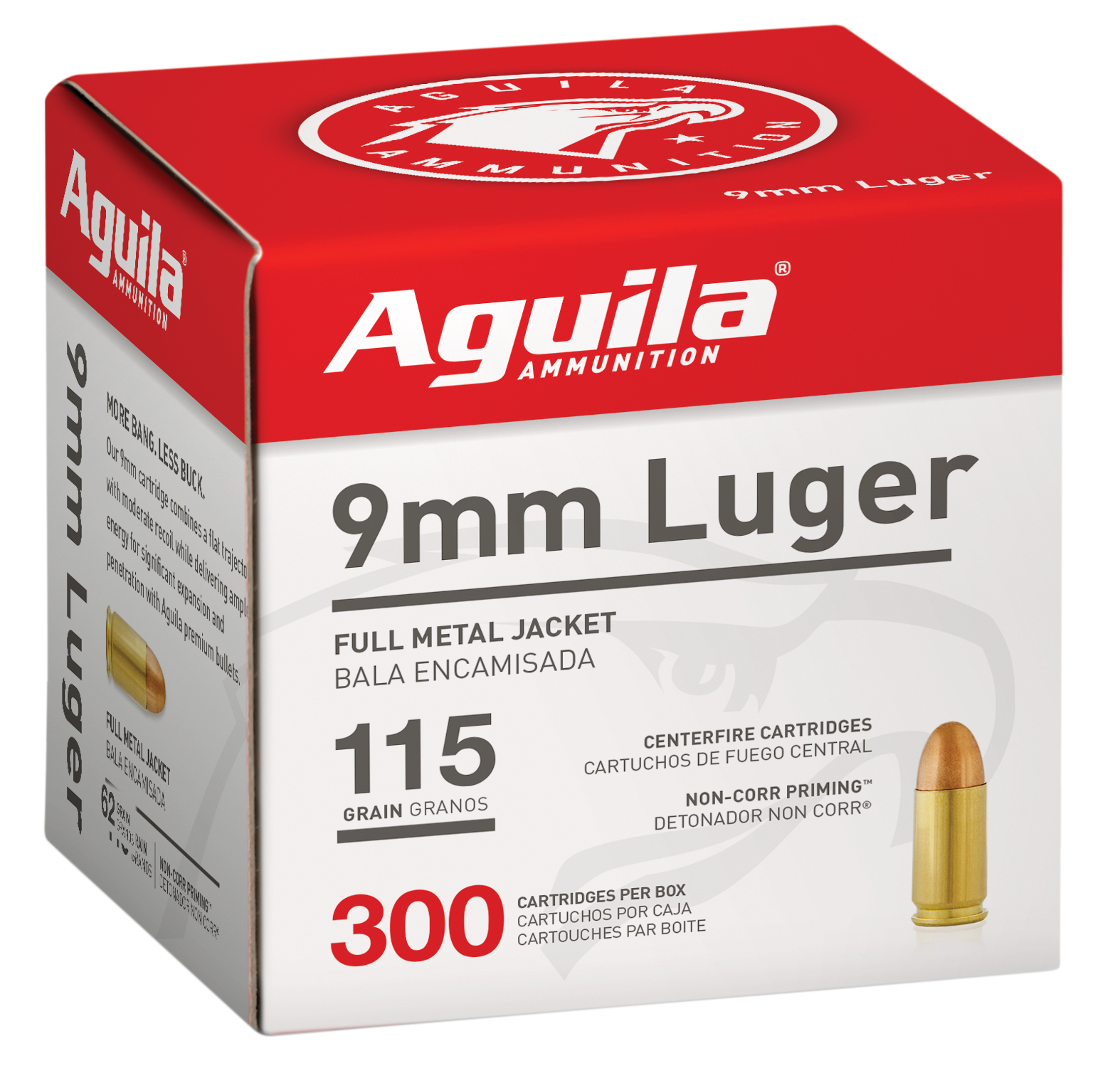 Aguila Pistol Ammo 9mm Luger Full Metal Jacket 115 Grain 300 Rounds