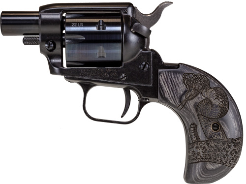 Heritage Barkeep Boot Revolver - Black | .22 LR | 1.68" Barrel | 6rd | Wood Burnt Snake Grips - BK22B1BHWBRN2 - 727962706770