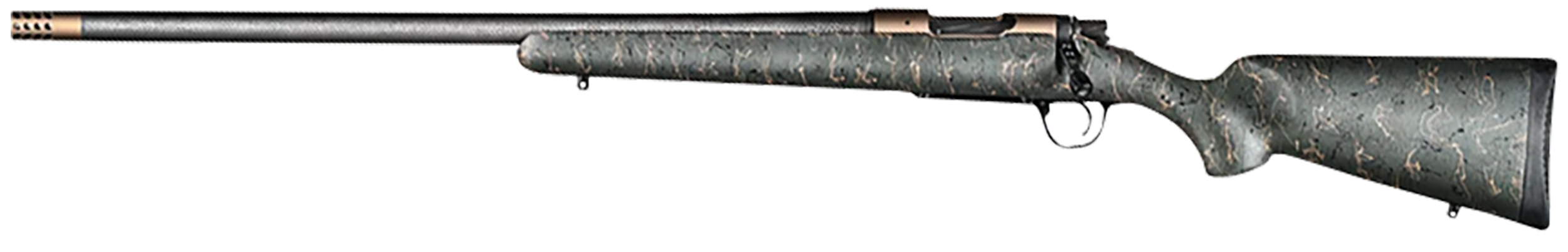 Christensen Arms 8010603800 Ridgeline  7mm-08 Rem 4+1 24" Carbon Fiber/Threaded Barrel, Burnt Bronze Cerakote, Green with Black/Tan Webbing Stock,