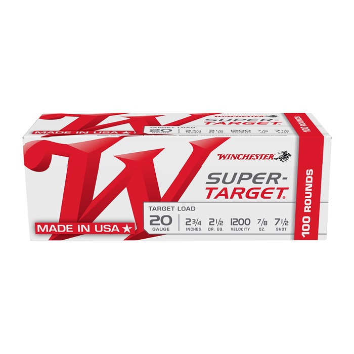 Winchester Ammo TRGT207VP Super-Target 20Gauge 2.75" 7/8oz 7.5Shot 100 Rounds Winchester Ammo TRGT207VP Super-Target 20Gauge 2.75" 7/8oz 7.5Shot 100 Rounds