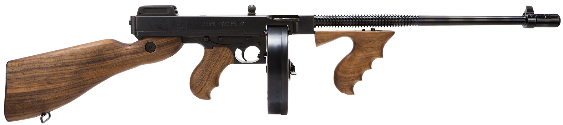 Thompson T1D 1927A-1 Deluxe 45 ACP Caliber with 16.50" Barrel, 10+1 Capacity (Drum), Blued Metal Finish, American Walnut Stock Wood Grip