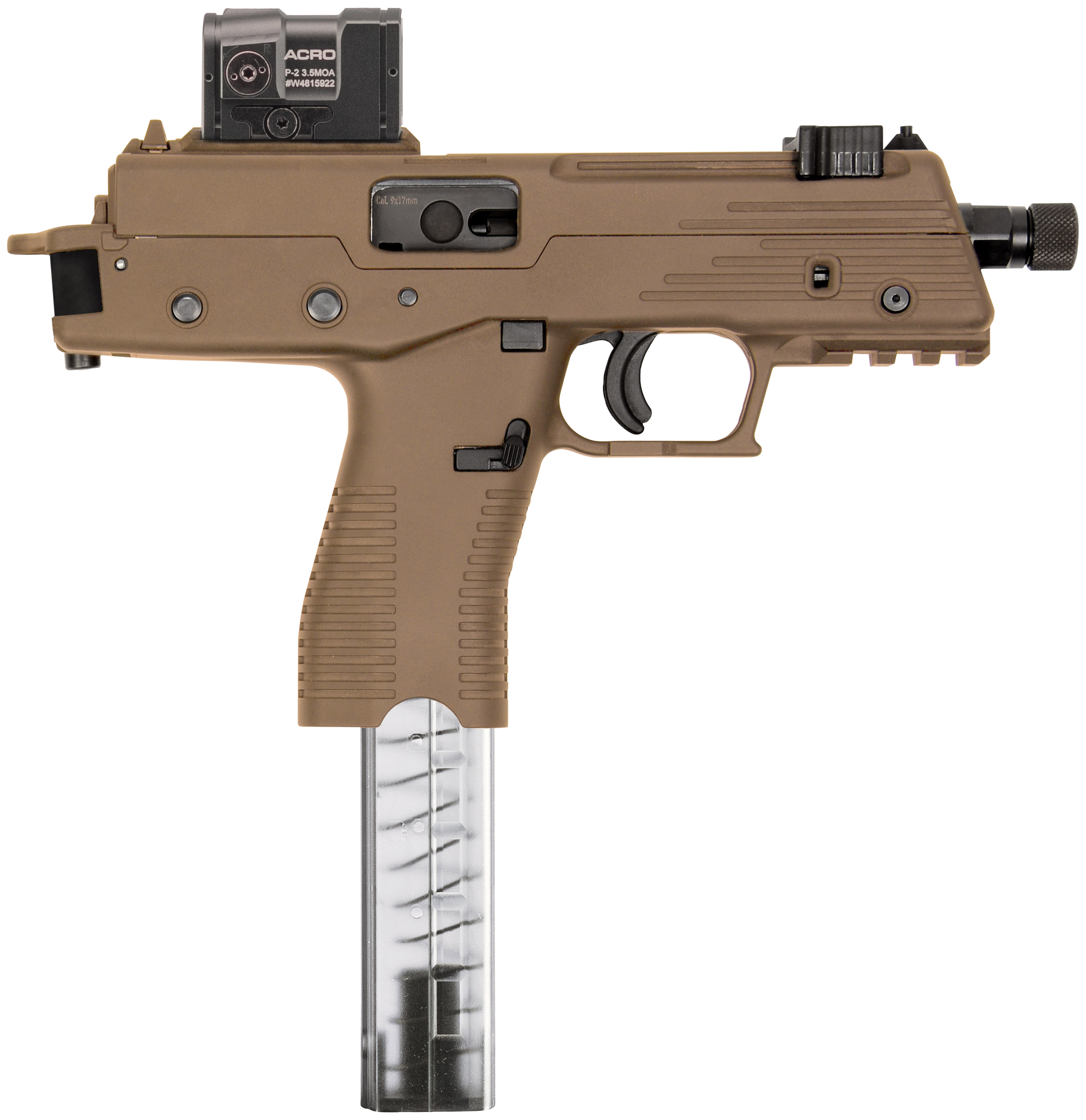 B&T TP380 380ACP, 5in. Barrel, 30rd, w/ Aimpoint Acro P-2 - FDE (BT42001USCTTB)