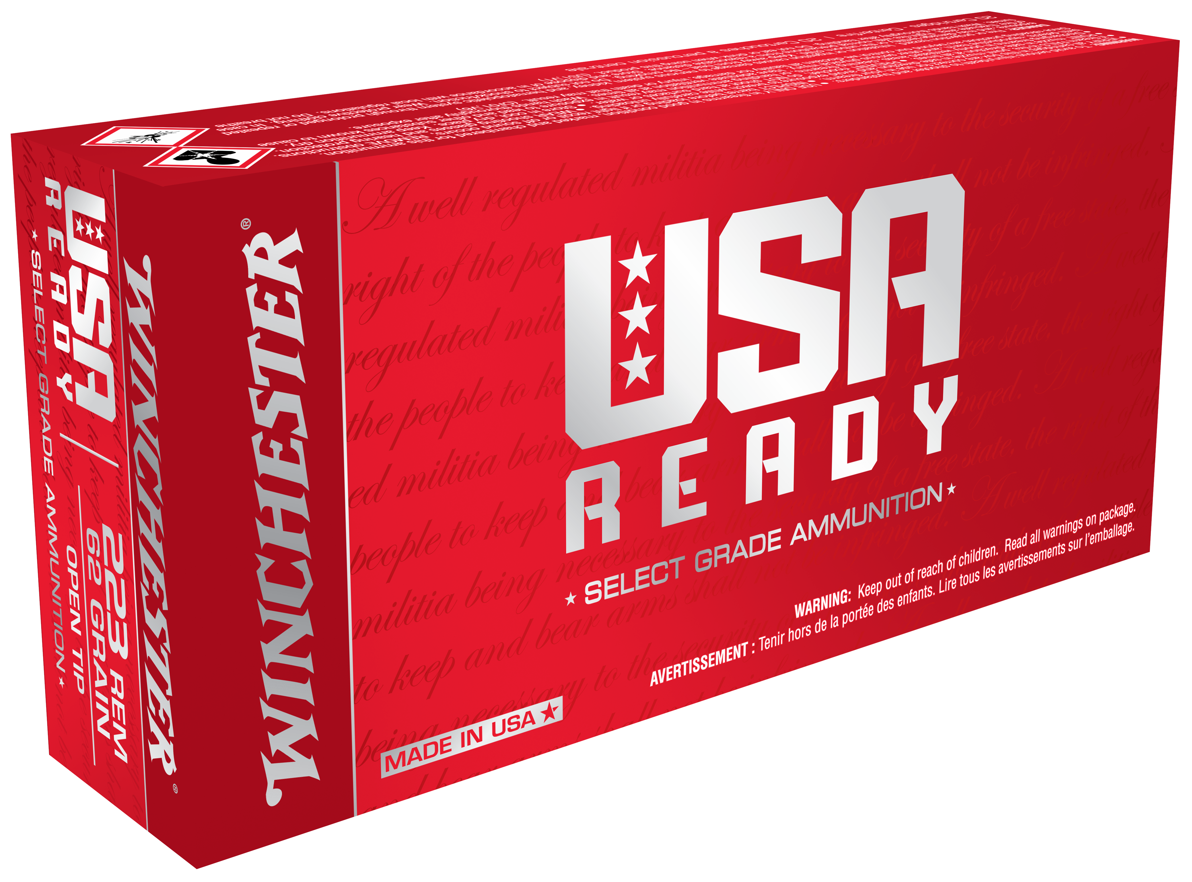 Winchester USA Ready Rifle Ammo 223 Rem. 62 gr. Open Tip 20 rd.