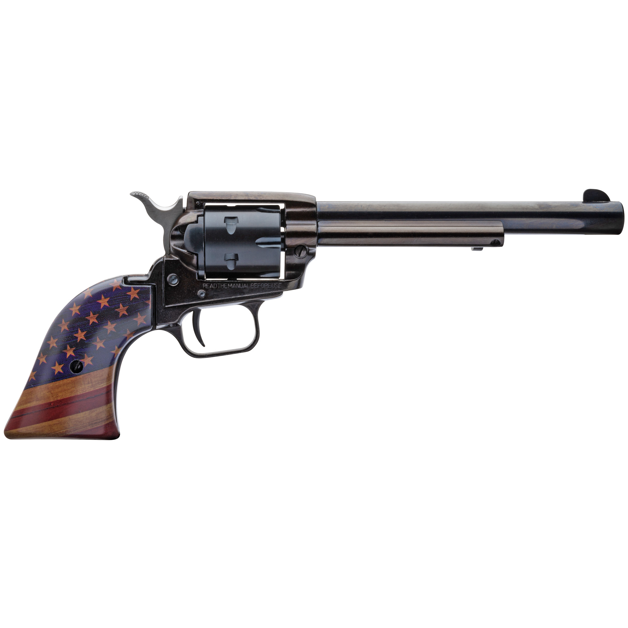 Heritage Rough Rider Revolver - Black | .22 LR | 6.5" Barrel | 6rd | Gold USA Flag Grips - RR22B6GOLDUSA - 727962703168