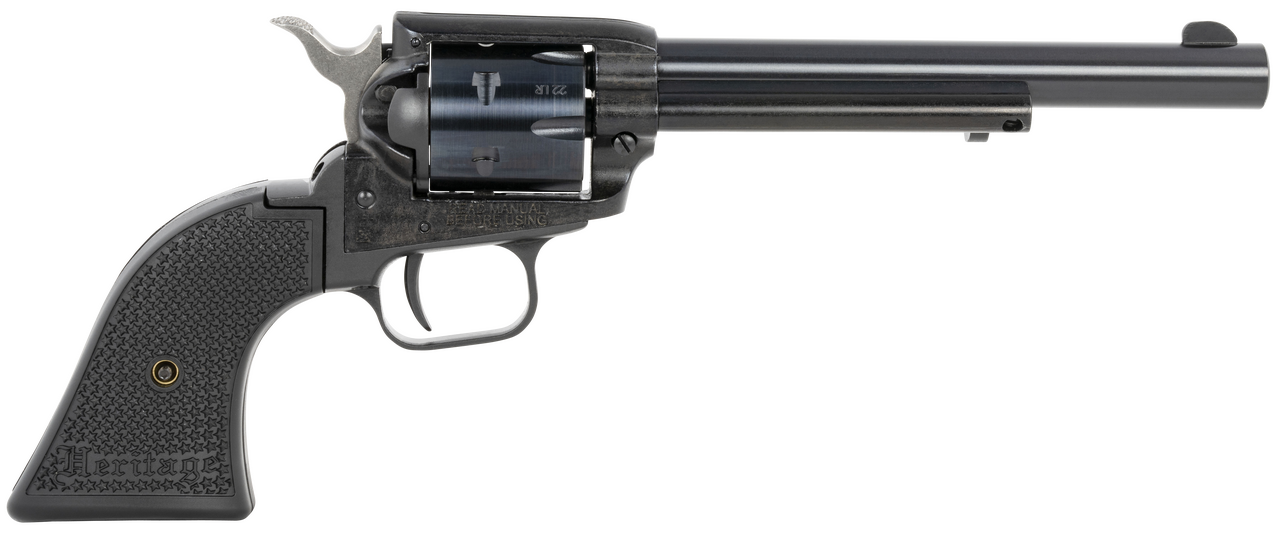 Heritage Mfg RR22B6PG Rough Rider  22 LR 6 Shot, 6.50" Black Steel Barrel, Black Zinc Alloy Frame, Black Cylinder, Black Polymer Grip, Hammer/Thumb Safety, Exposed Hammer