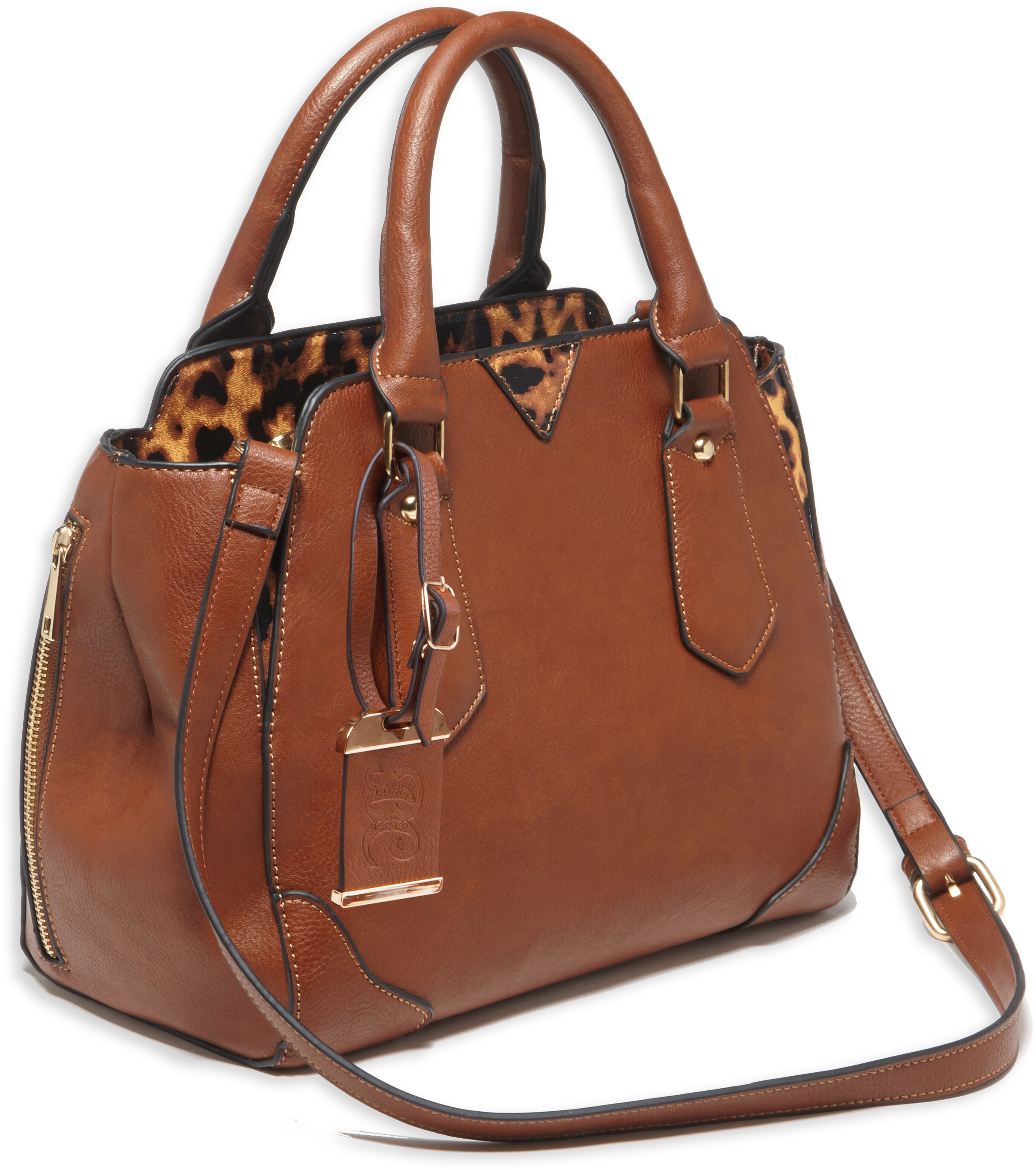 Bulldog BDP024 Satchel Purse w/Holster Chestnut Leather for Small Autos & Revolvers Ambidextrous Hand