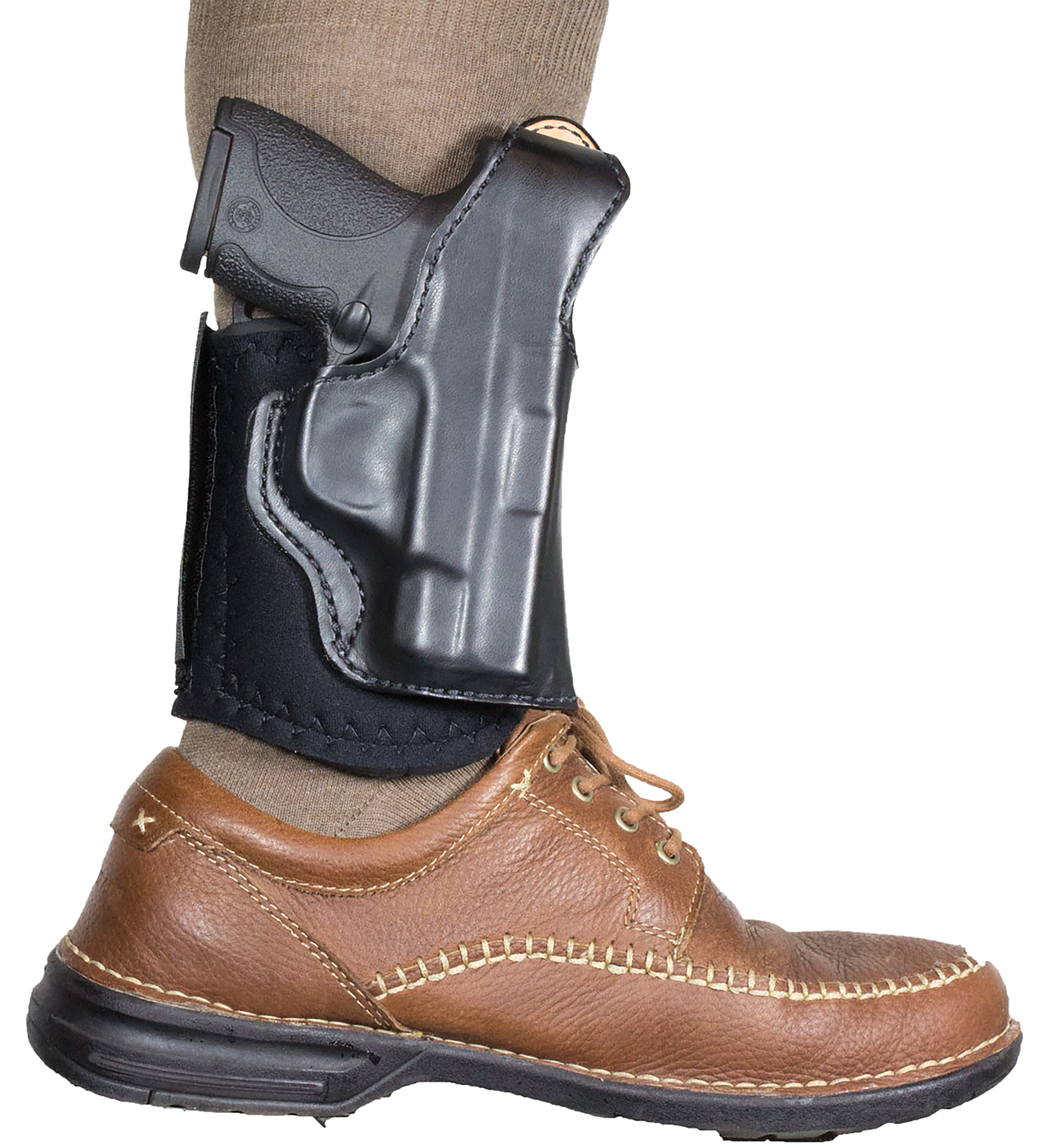 DeSantis Gunhide 014PCX7Z0 Die Hard Rig  Ankle Black Leather/Sheepskin Ankle Fits S&W M&P Shield 9/40 Right Hand