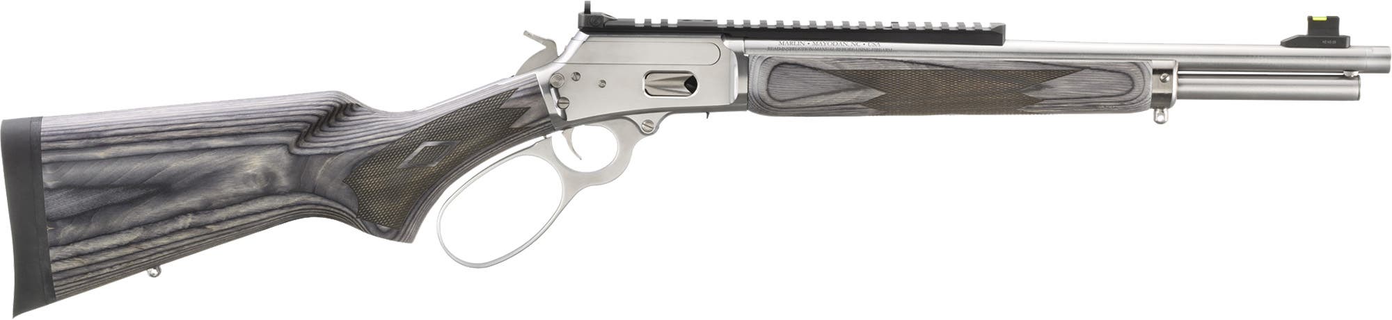 Marlin 70432 1894 SBL 44 Special/44 Rem Mag 8+1/9+1 16.10" Polished Stainless Threaded Barrel, Polished Stainless Picatinny Rail Receiver, Gray Fixed Laminate Stock - 70432 - 736676704323