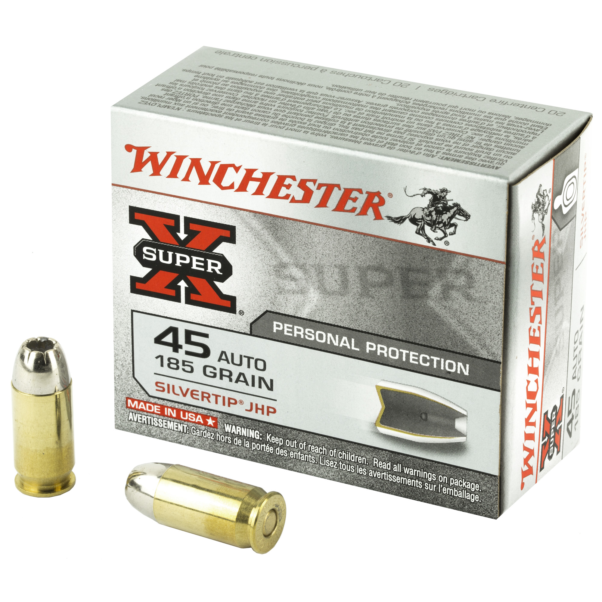 Winchester Super-X 45 ACP Jacketed Hollow Point 185 Grain 20 Rounds