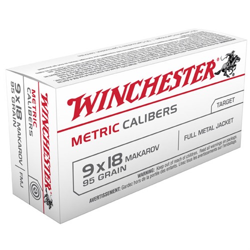 Winchester 9x18 Makarov Full Metal Jacket 95 Grain 50 Rounds Winchester 9x18 Makarov Full Metal Jacket 95 Grain 50 Rounds