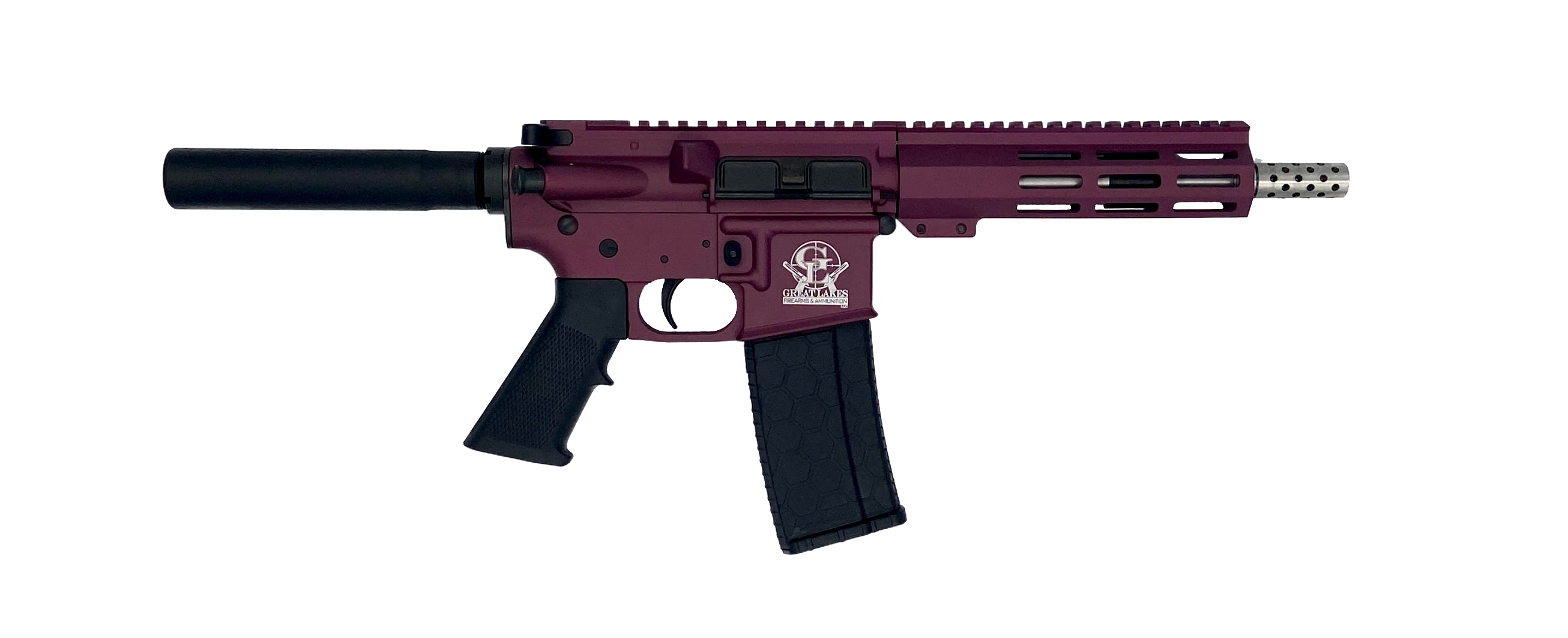 GLFA AR15 Pistol - Black Cherry | .223 Wylde | 7.5" Heavy Stainless Steel Barrel | 7" M-LOK Handguard