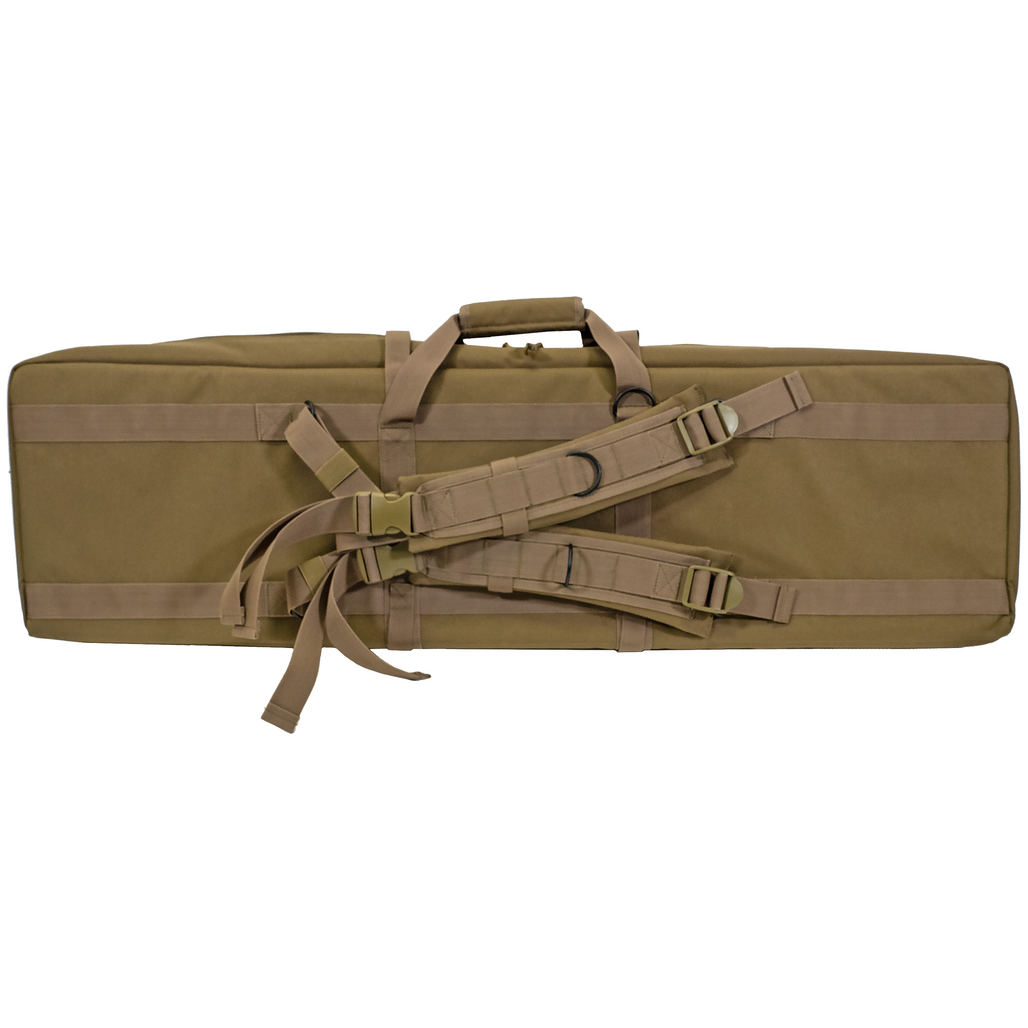 GPS Bags DRC42FDE Double Rifle Case Flat Dark Earth 600D Polyester w/ 2 Padded Pistol Sleeves MOLLE Webbing & Lockable Zippers - DRC42FDE - 888151032275