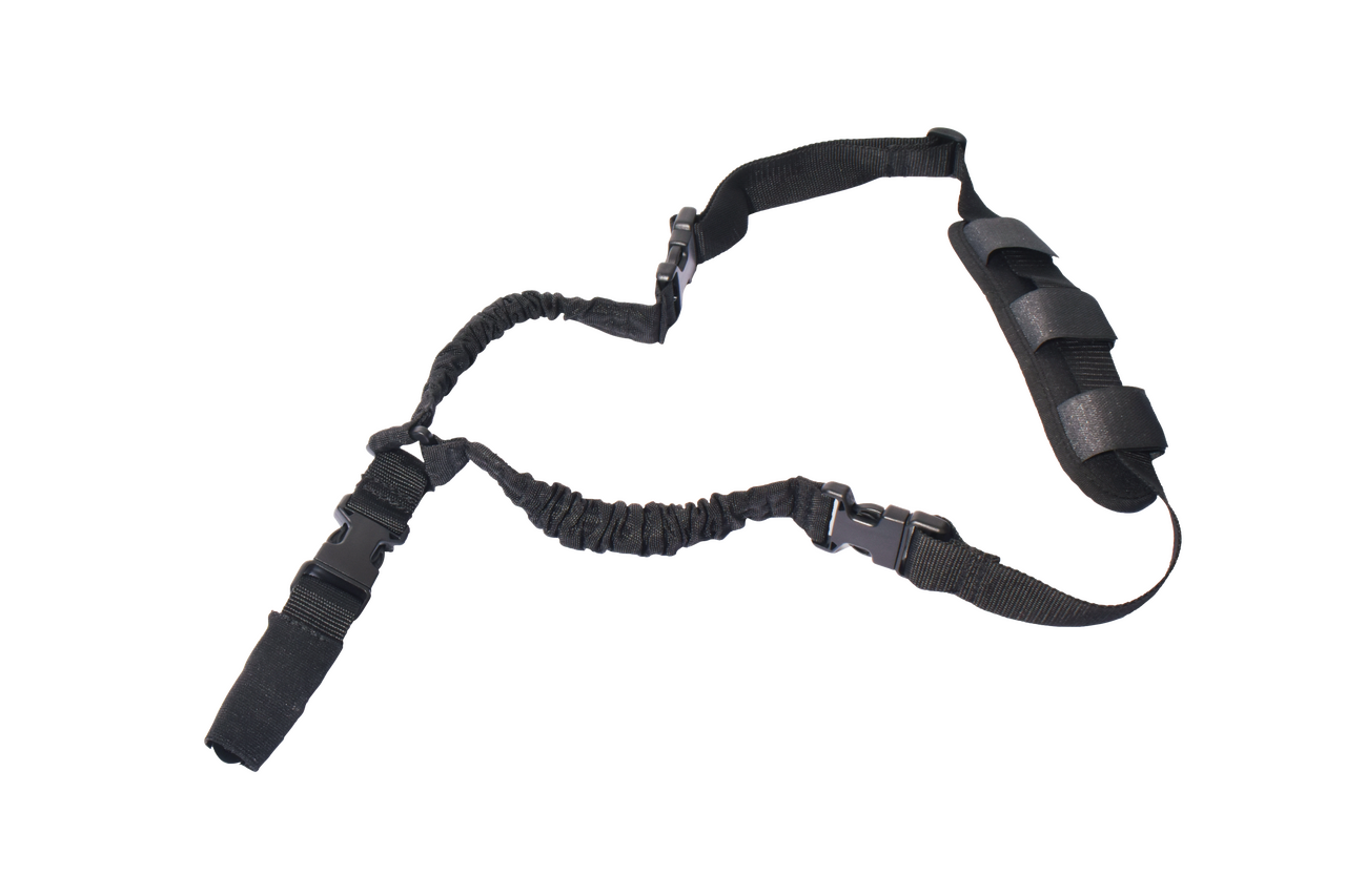 Rukx Gear ATICT1PSB Tactical Single Point Sling 1.25" Wide Adjustable Bungee made of Black Nylon with Foam Padding & Side Release Buckles