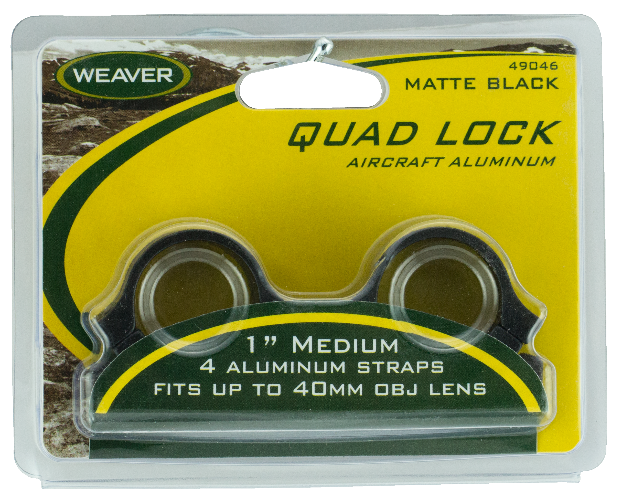 Weaver Quad Lock Top Mount Scope Rings 1in Medium Matte Detachable Aluminum