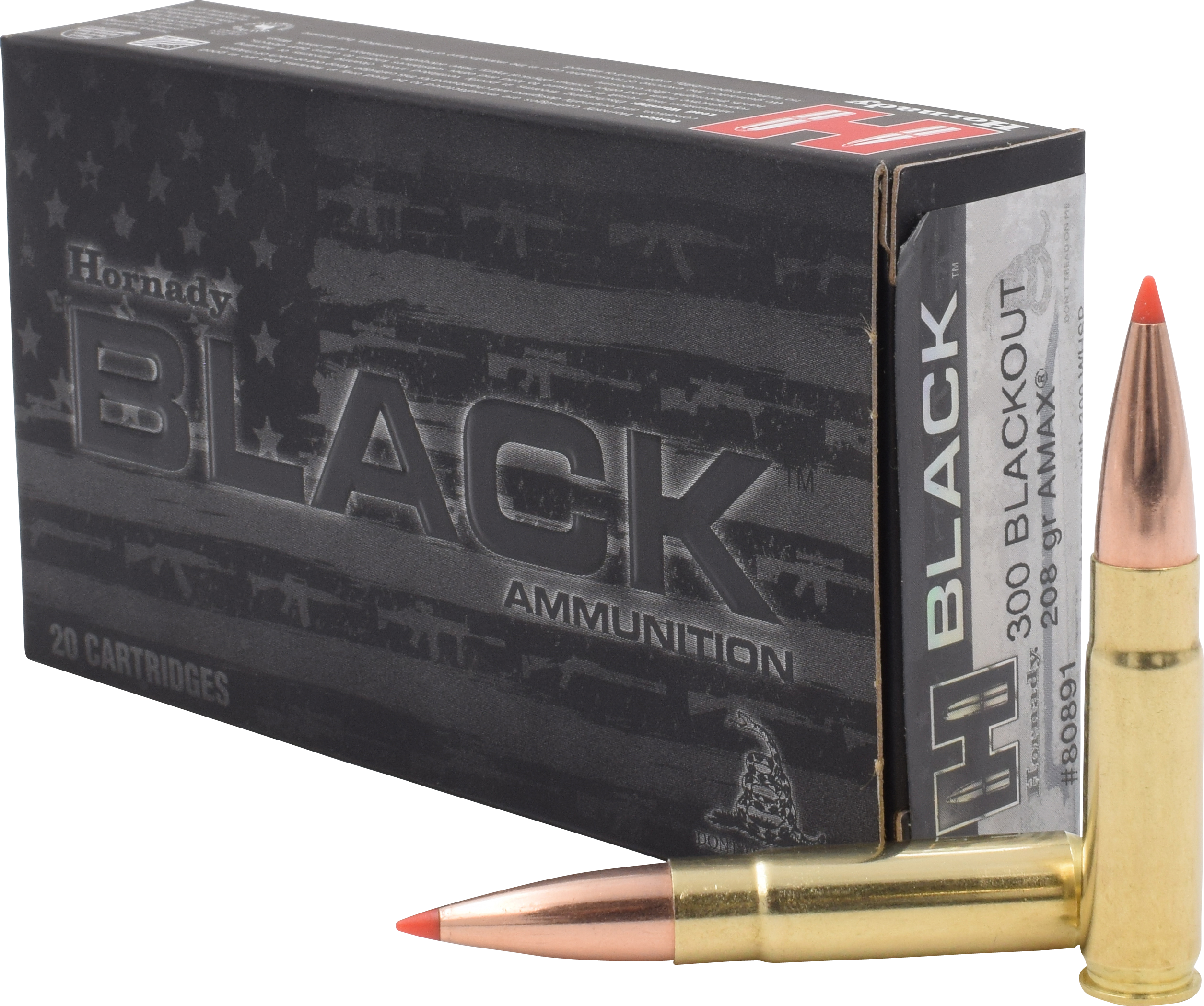 Hornady Black Rifle Ammo 300 Blackout 208 gr. A-Max Match Black 20 rd.