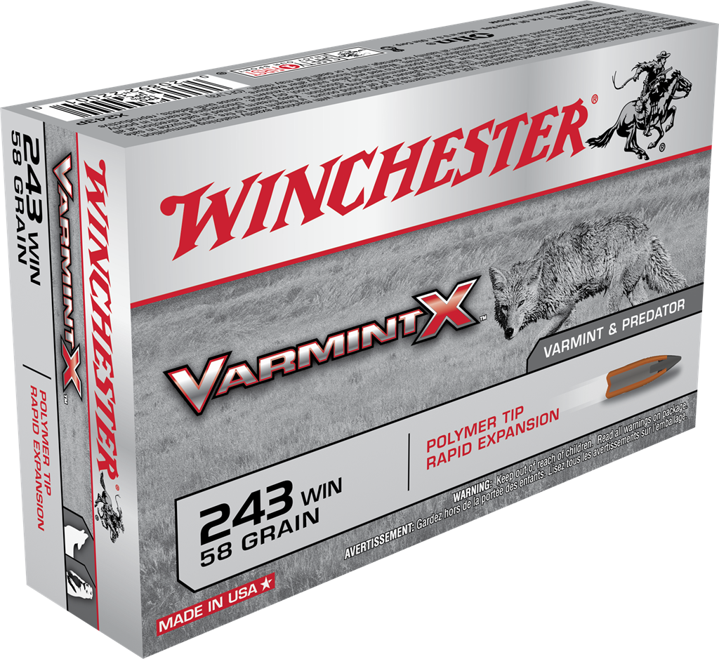 Winchester Varmint-X Rifle Ammo 243 Win 58 gr. Polymer Tip 20 rd.