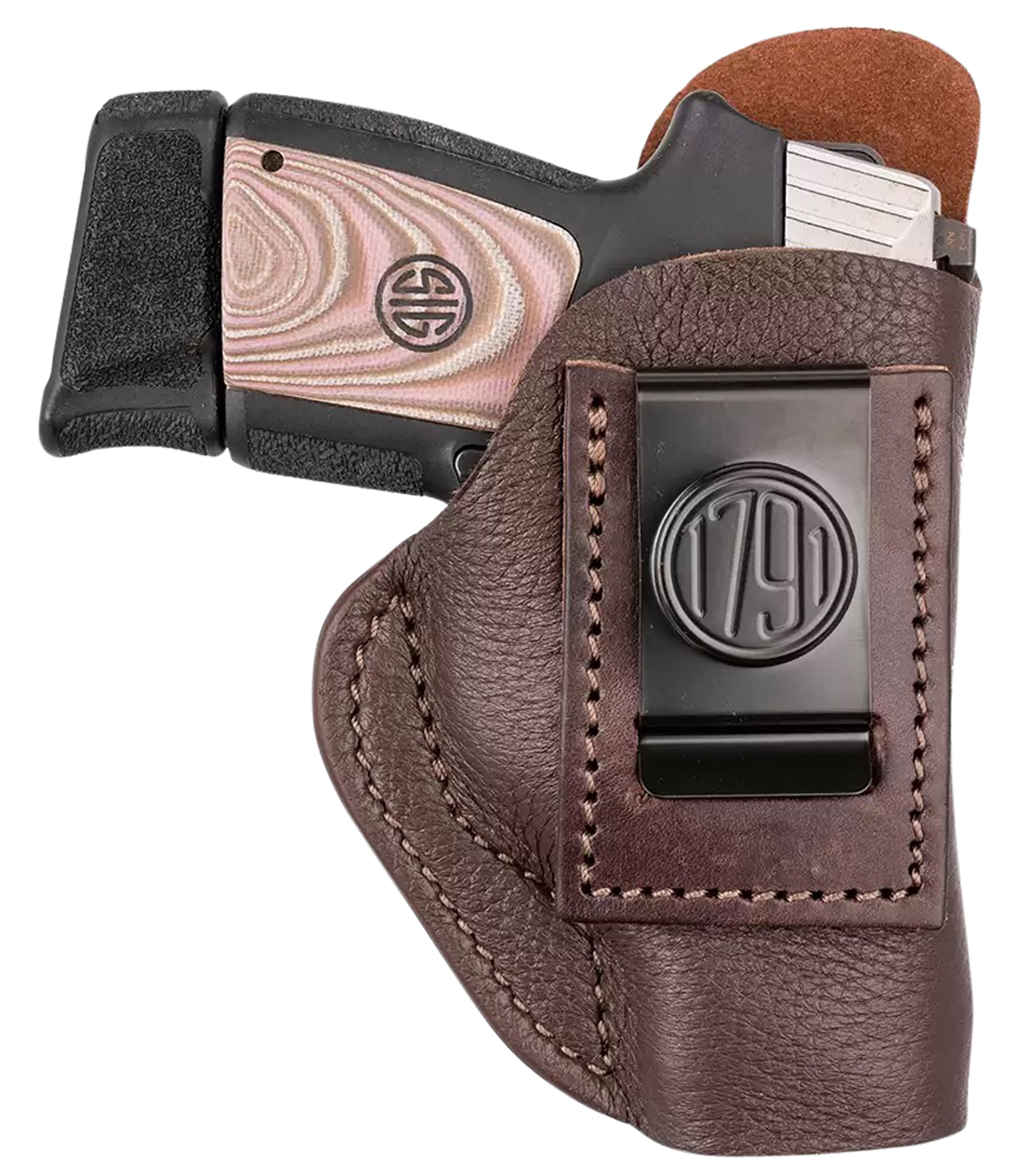1791 Gunleather FCD3BRWL Fair Chase  IWB Size 03 Classic Brown Deer Hide Belt Clip Compatible w/Ruger LC9/Glock 42/43/43X