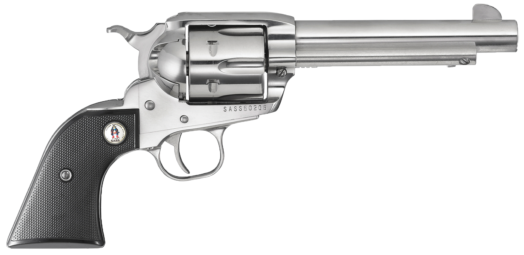 Ruger Vaquero SASS 45 Colt 5.5" Stainless 6 Rounds Black Checkered Grip